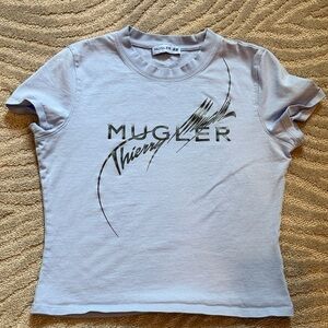 Mugler Light Lavender Graphic Logo Tee
